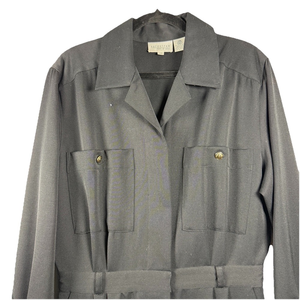 VTG Nordstrom WoolLong-Sleeve Trench Coat SZ 14 Gold Buttons Classic Long Grunge